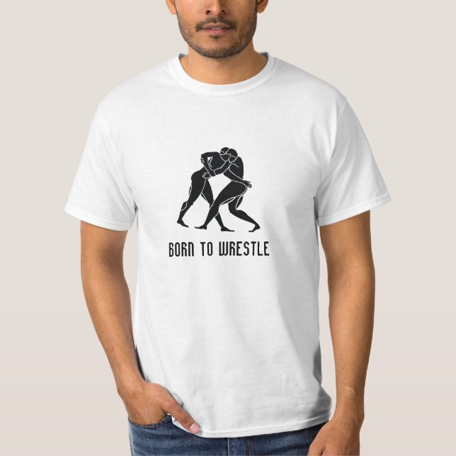 Greek Wrestling Athletes "BORN TO WRESTLE" T-shirt (Front)