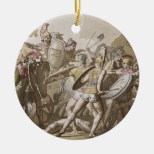 Greeks and Trojans Fight over the Body of Patroclu Ceramic Tree Decoration
