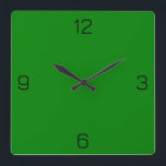 Green 008000 Colour - With the Option to Add a Nam Square Wall Clock<br><div class="desc">Add a name, initials or some text, or keep the colour alone. Colour coordinates with other items in the store based on the name and the HEX code (six-digit hex triplet) shown. Use this code to mix, match and customise any other item to go with this, or to add to...</div>