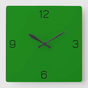Green 008000 Colour - With the Option to Add a Nam Square Wall Clock