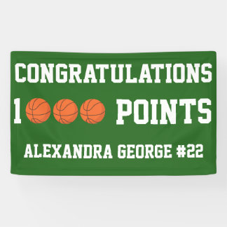 Green 1000 Basketball Career Points Scorer Player Banner