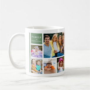 Green 12 Family Photo Collage Quote Monogrammed Coffee Mug