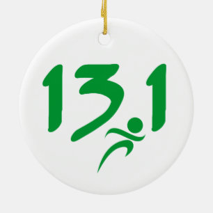 Green 13.1 half-marathon ceramic tree decoration