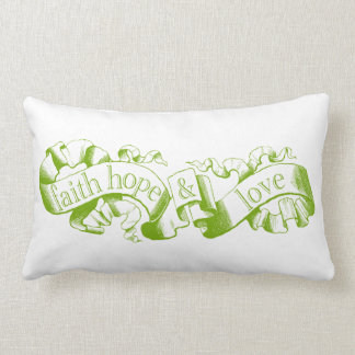Green 1 Corinthians 13 Faith Hope Love Pillow