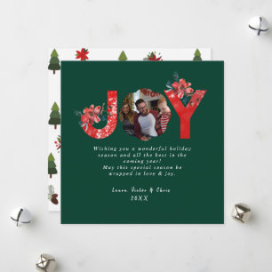 Green 1 Photo Joy Simple Custom Christmas Holiday Card