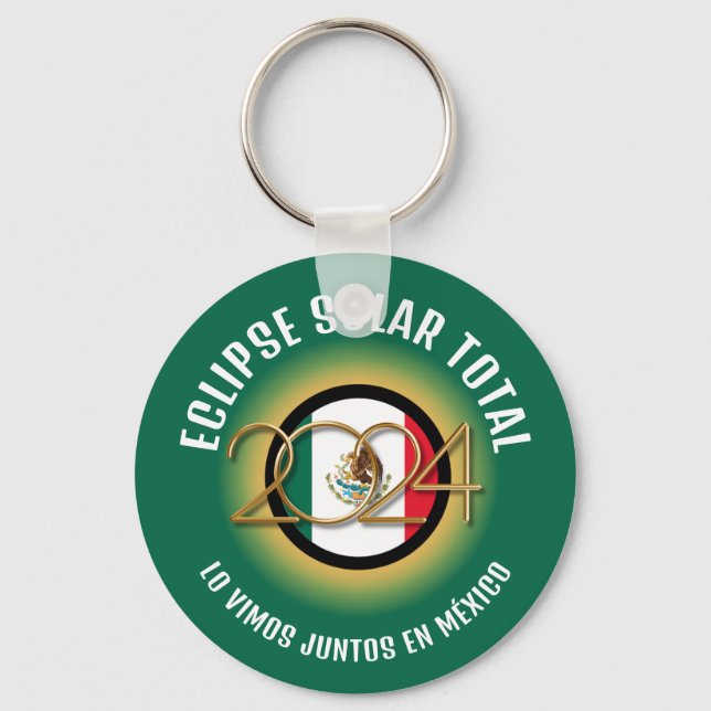 Green 2024 TOTAL SOLAR ECLIPSE Mexico Key Ring (Front)
