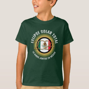Green 2024 TOTAL SOLAR ECLIPSE Mexico Kids T-Shirt