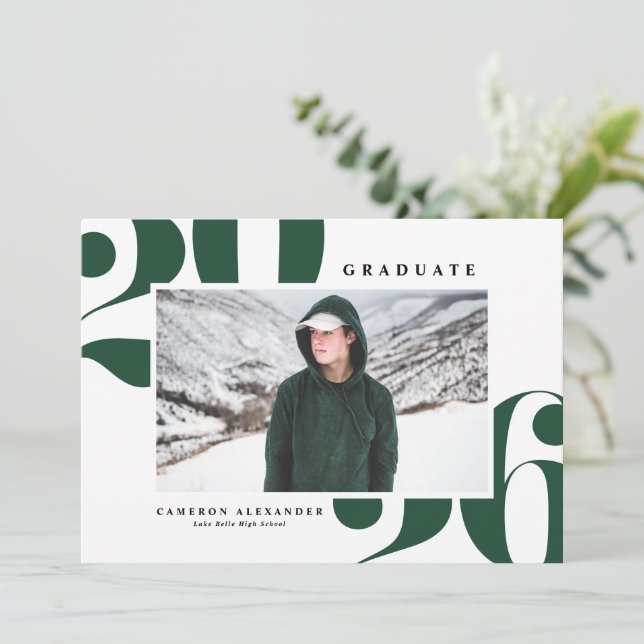 Green 2025 Bold Typography Photo Graduation Announcement (Standing Front)