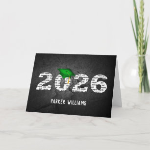 Green 2025 Graduation Cap On Black Rock Card