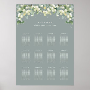 Green 20x28" 12 Tables of 10 Seating Chart Poster