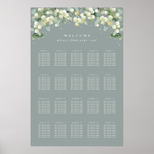 Green 24x36" 20 Tables of 8 Seating Chart Poster
