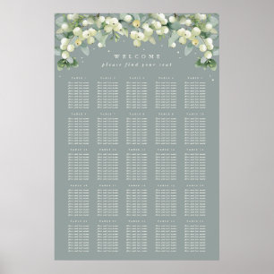Green 24x36" 25 Tables of 10 Seating Chart Poster