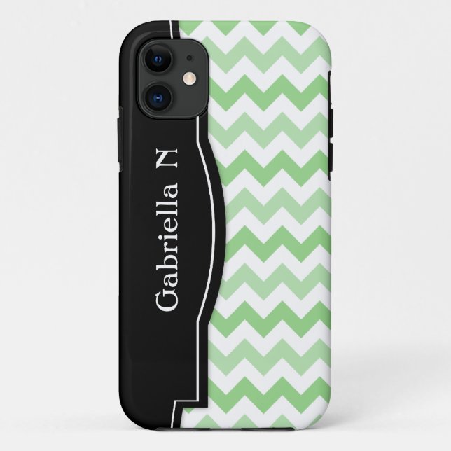 Green 2-Tone Chevron Black Frame iPhone 5 case (Back)
