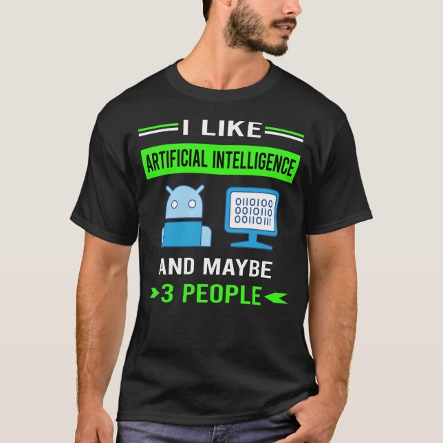Green 3 People Artificial Intelligence AI T-Shirt (Front)