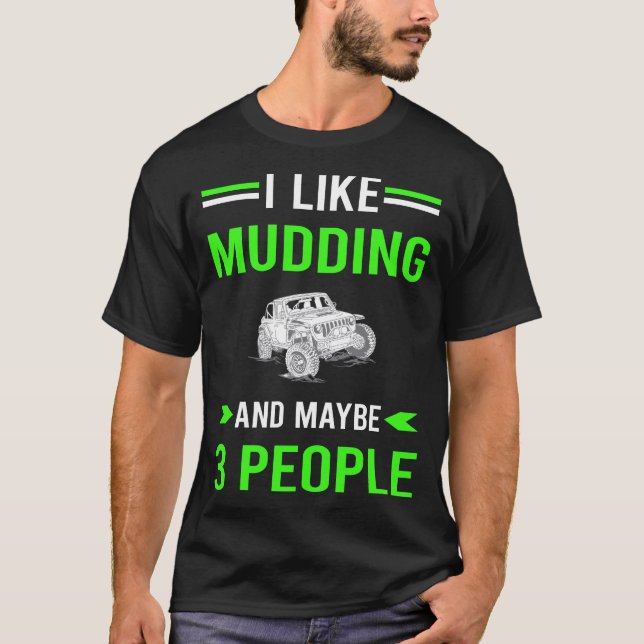 Green 3 People Mudding Mud Bogging T-Shirt (Front)