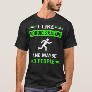 Green 3 People Nordic Skating Skate Skater T-Shirt