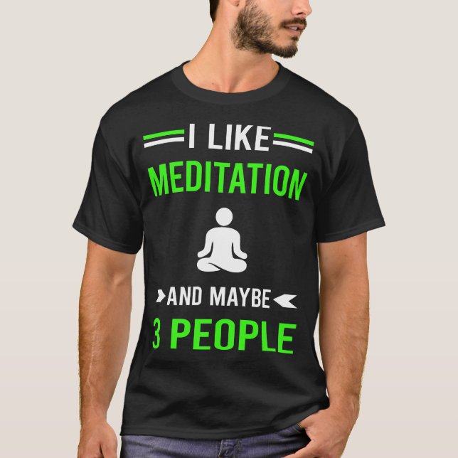 Green 3 Peopleditating Mindfulness Mindful T-Shirt (Front)