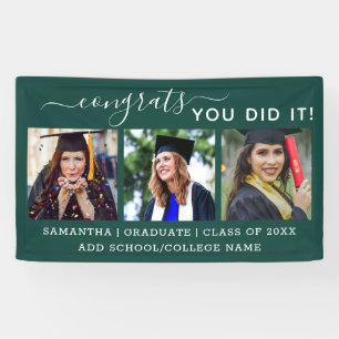 Green 3 Photo Congrats Graduate 2022 Graduation Banner