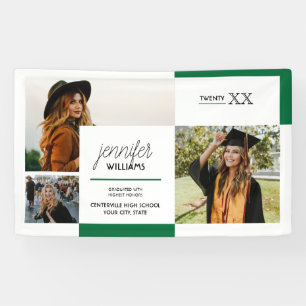 Green 3 Photo Graduation Banner