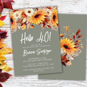 Green 40th Birthday Fall Floral Invitation