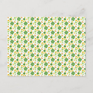 Green 4 Leaf Clovers St Patricks Day Coins ​ Postcard