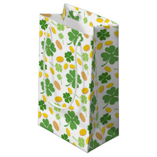 Green 4 Leaf Clovers St Patricks Day Coins Small Gift Bag