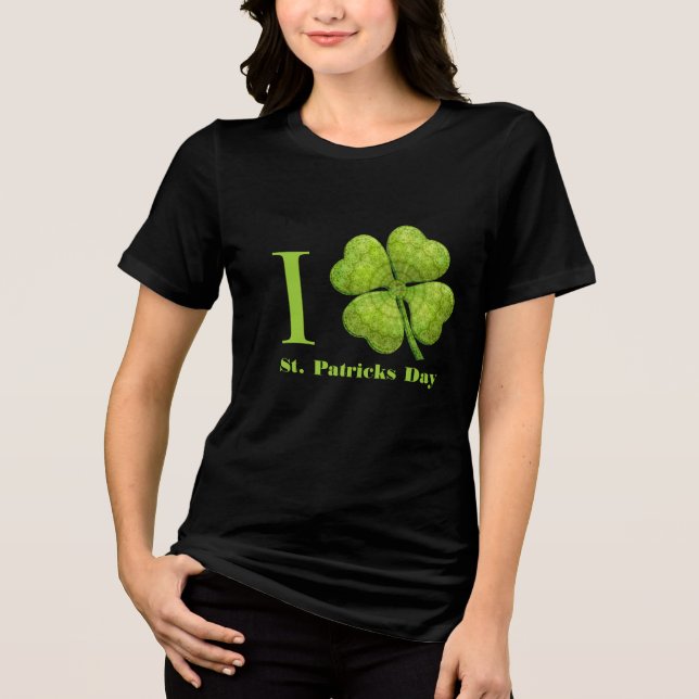 Green 4 Leaf Shamrock Tri-Blend Shirt (Front)