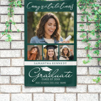 Green 4 Photo Collage Graduation Congratulations