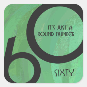 Green 60 Decade Birthday Square Sticker