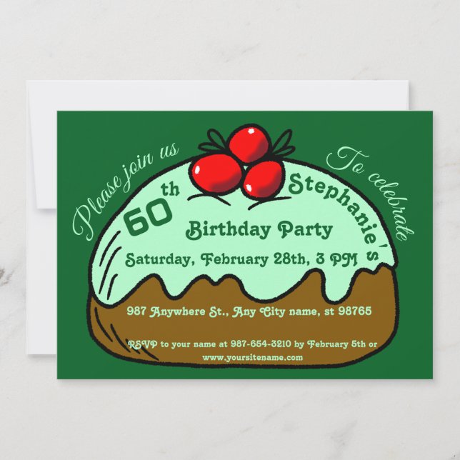 Green 60th Birthday Party Choco Doughnut Dessert Invitation (Front)