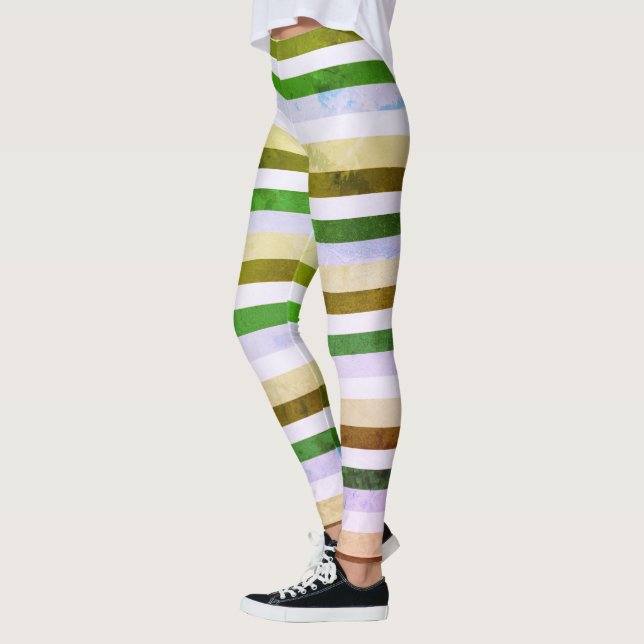 Green 7 Blue  Stripes leggings (Left)