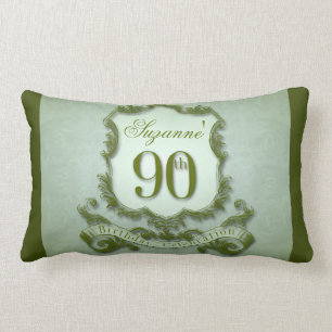Green 90th Birthday Lumbar pillow Message Back