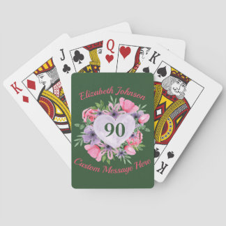Green 90th Birthday Personalised Playing Cards