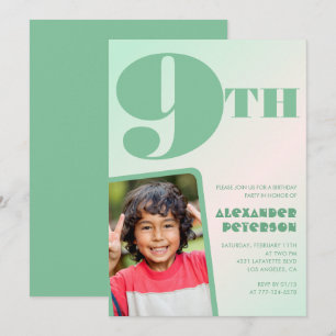 Green 9th birthday invitations Colourful Photo