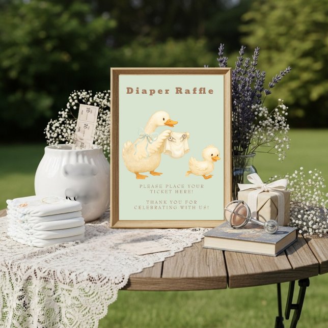 Green A Silly Goose Diaper Raffle Table Sign  Invitation (Green A Silly Goose Diaper Raffle Table Sign)