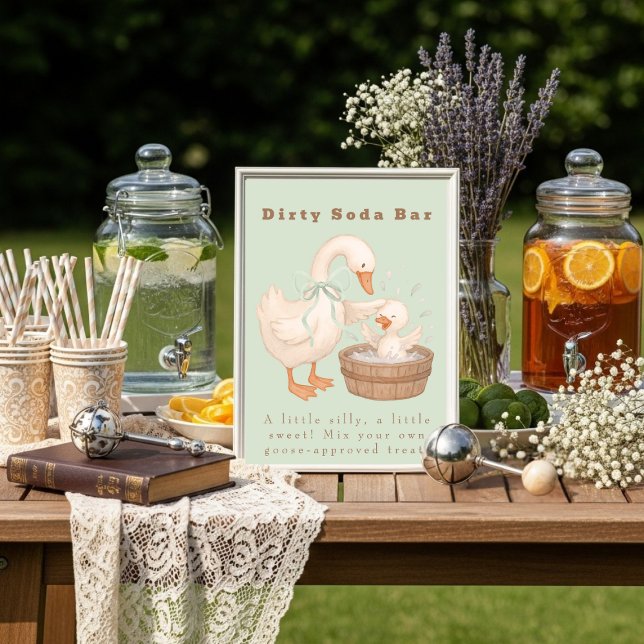 Green A Silly Goose Dirty Soda Bar Sign Invitation (Green A Silly Goose Dirty Soda Bar Sign )