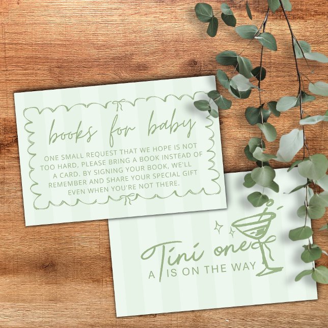 Green A Tini One Baby Shower Books for Baby Enclosure Card (Creator Uploaded)