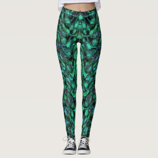 Green abstract art Leggings