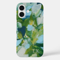 Green Abstract Art Monogram Custom Name