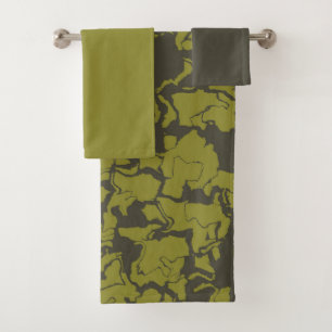 Green abstract bath towel set