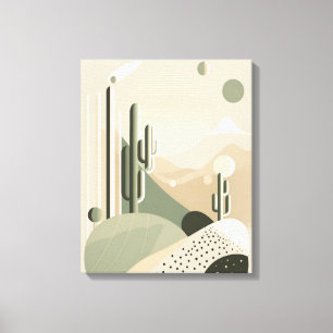 Green Abstract Boho desert landscape Canvas Print