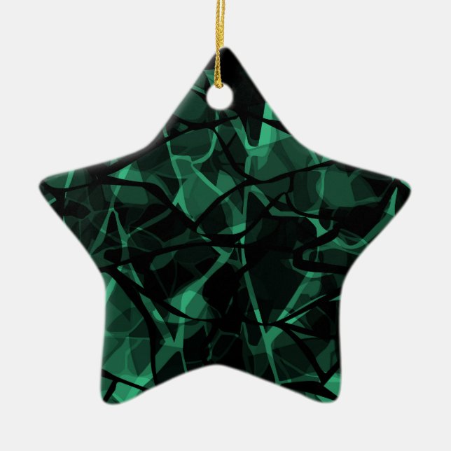 green abstract ceramic tree decoration (Front)