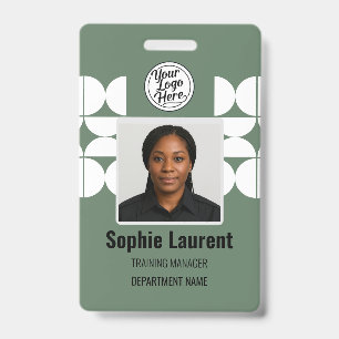 Green Abstract Design Employee Photo ID Company Badge