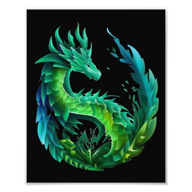 Green Abstract Dragon Nature Design Photo Print (Front)