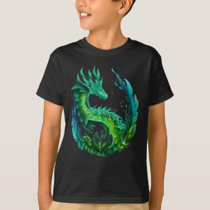 Green Abstract Dragon Nature Design T-Shirt