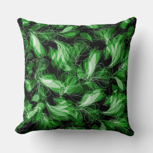 Green Abstract Fairy Wings Pattern Throw Pillow