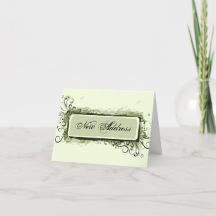 Green Abstract Floral Change of Address Announcement