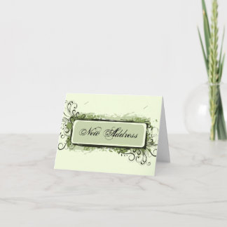 Green Abstract Floral Change of Address Announcement