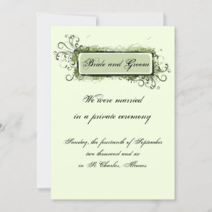Green Abstract Floral Marriage Announcement