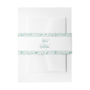 Green Abstract Floral Modern Seaside Wedding Invitation Belly Band